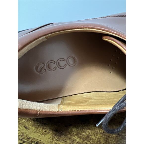 ECCO Helsinki Brown Leather Dress Shoes Mens Size 44 Oxfords 10-10.5 ~ NICE GUC! main image 6